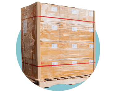 Exhibit booth materials packaged up for shipping.